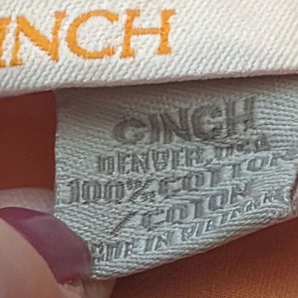 Cinch Mens Orange Long Sleeve Button Front Western Cowboy Cotton Shirt size L - Picture 6 of 6